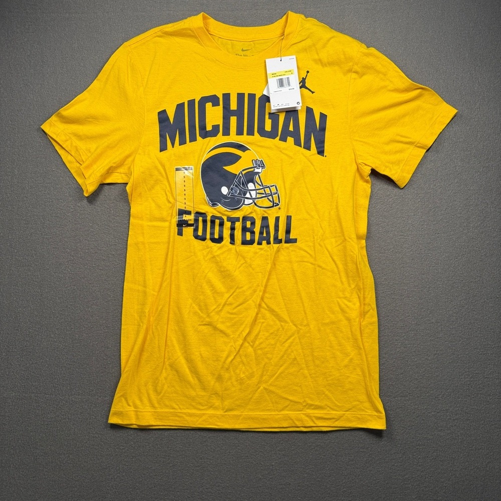 Jordan Brand T-Shirt Mens Small Yellow Michigan Football N199-78H-MWN-VAV